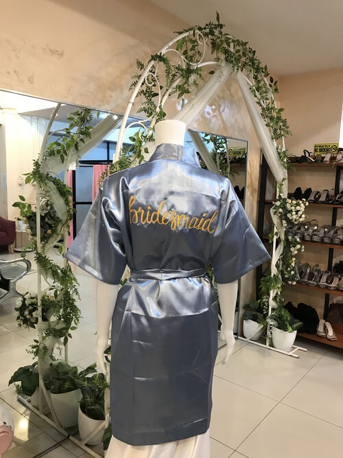 Light Dusty Blue Satin Robe-Bridesmaid
