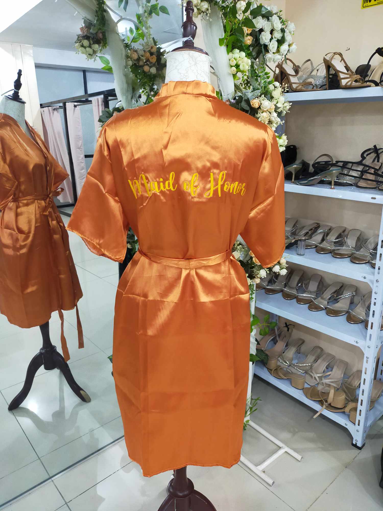 Rust Orange/ Burnt Orange Satin Robe-MOH