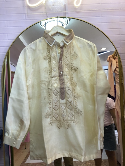 Dark Cream Piña Coat Organza Barong (Big Size)