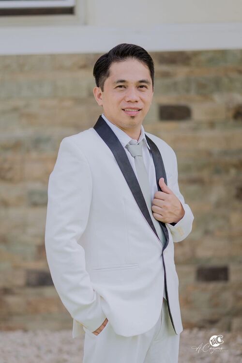 White Tuxedo Set with Black Collar Lining & White Pocket Design