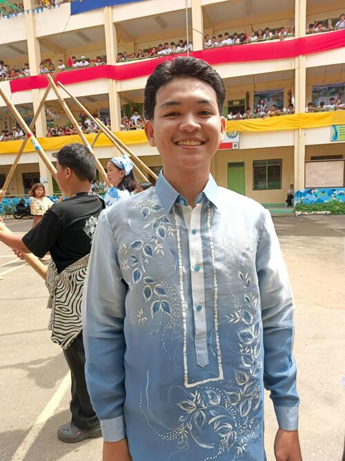 Blue Painted Leaves Barong For Men