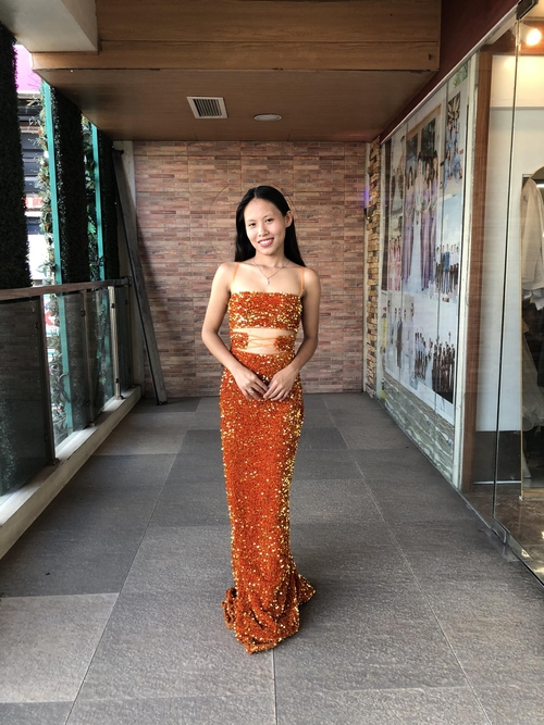 Spag Open Front Full Sequins Glittery Bodycon Gown