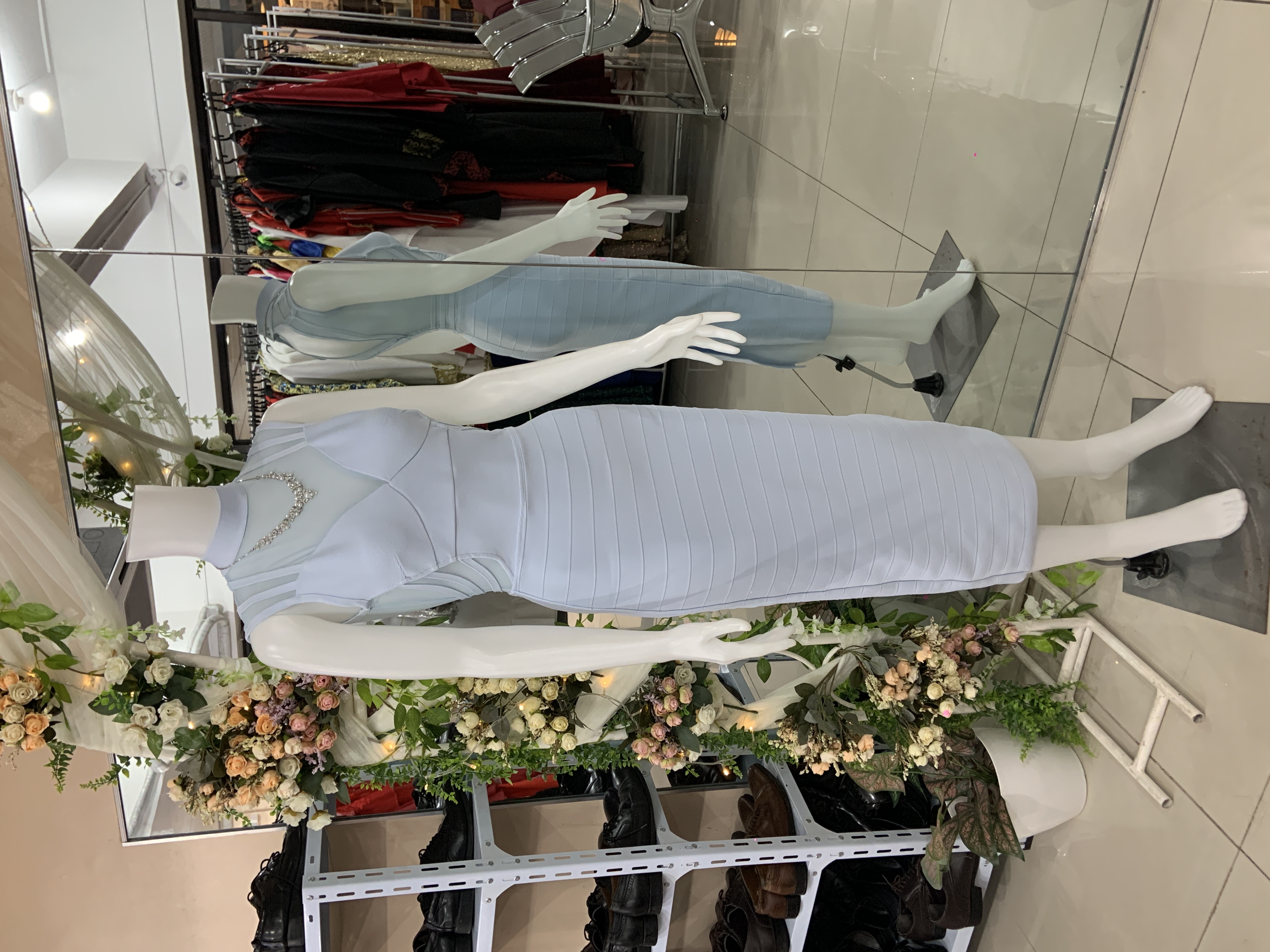 Powder Blue Bodycon Back Slit Dress
