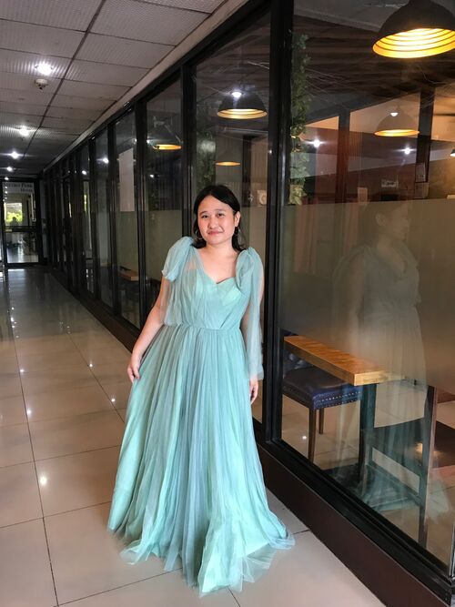 Sage Green Tulle Bridesmaid Gown (#9)