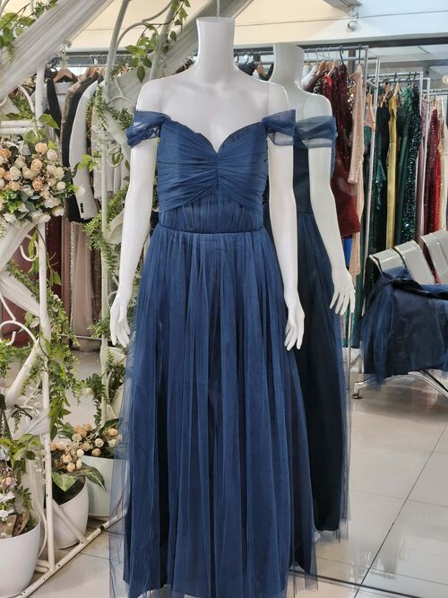 Navy Blue Tulle Bridesmaid Gown (Design 1)