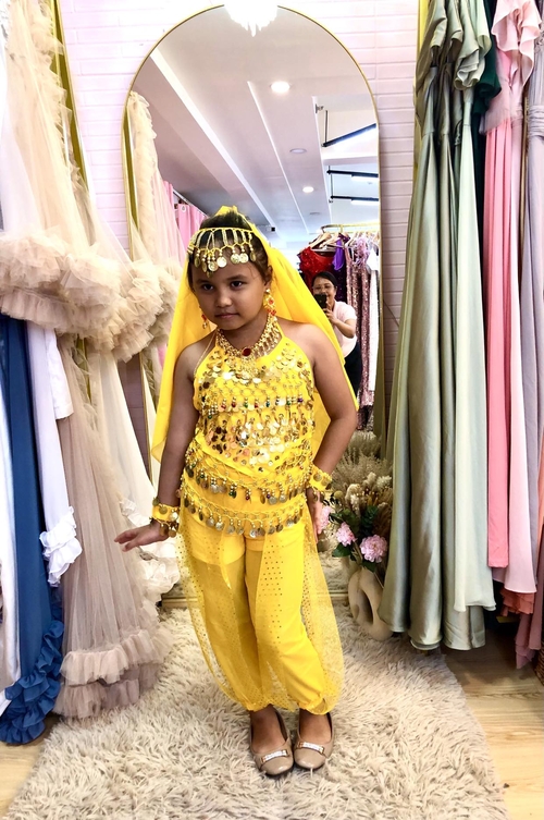 UNO Yellow Indian Belly Dance Costume For Kids