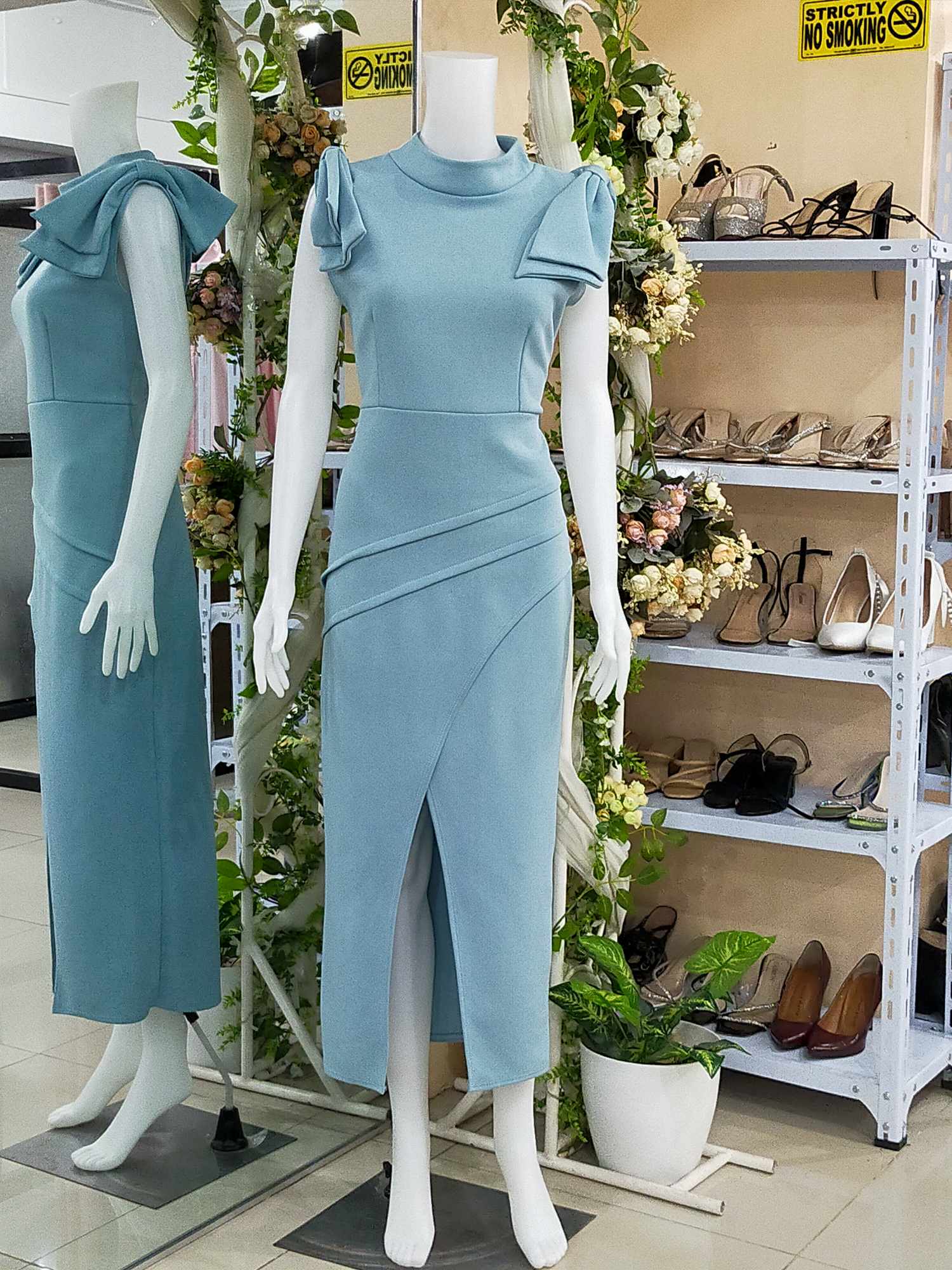 Sage Green Ribbon Sleeves Mother Gown