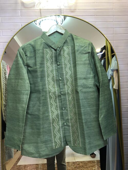 Green Zigzag Piña Coat Barong 