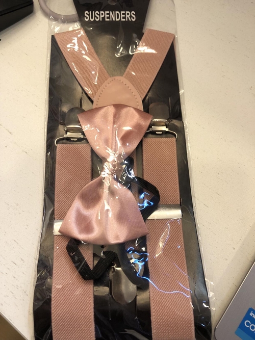 Rosegold Suspender And Bowtie Kids (FOR RENT)