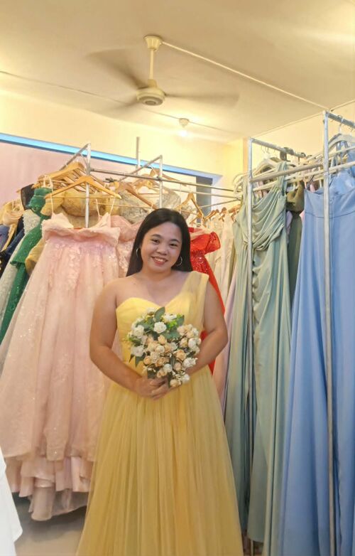 Pastel Yellow Tulle Bridesmaid Gown (#7)
