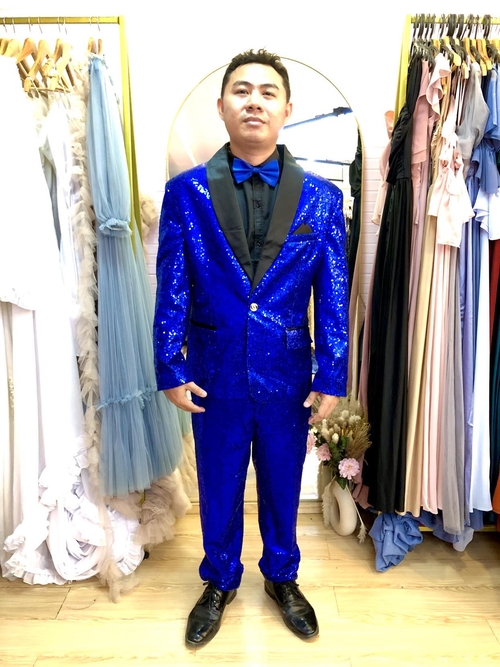 Royal Blue Glittery Suit Set 