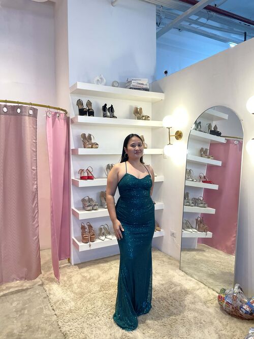 Green Strapless Sexy Back Sequin Gown