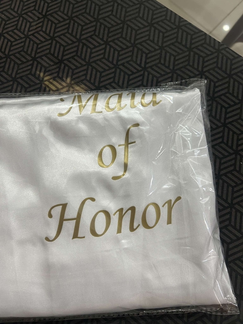 White Satin Robe - MOH Printed