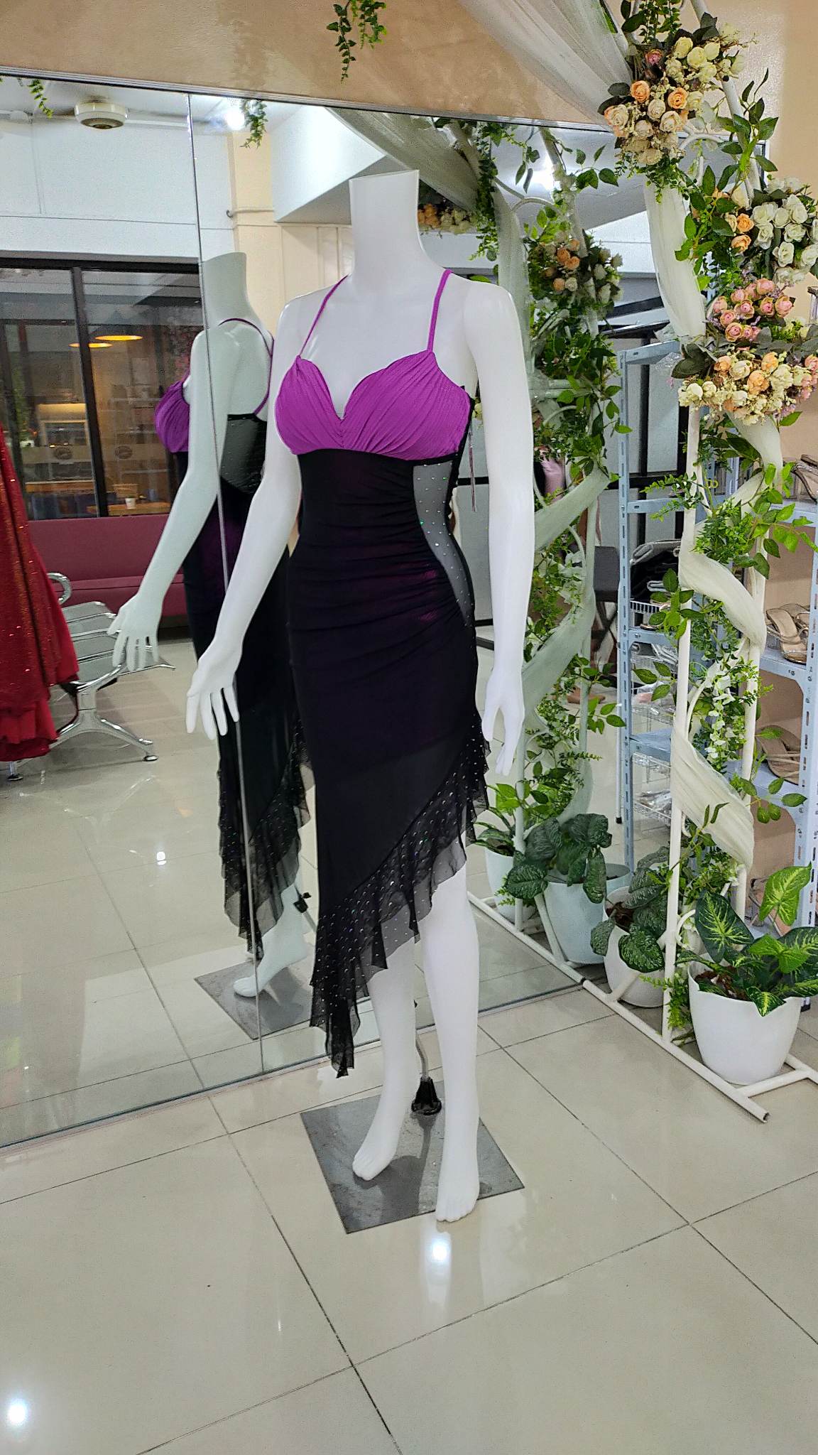 Sexy Cocktail Dress With Purple and Black Combination