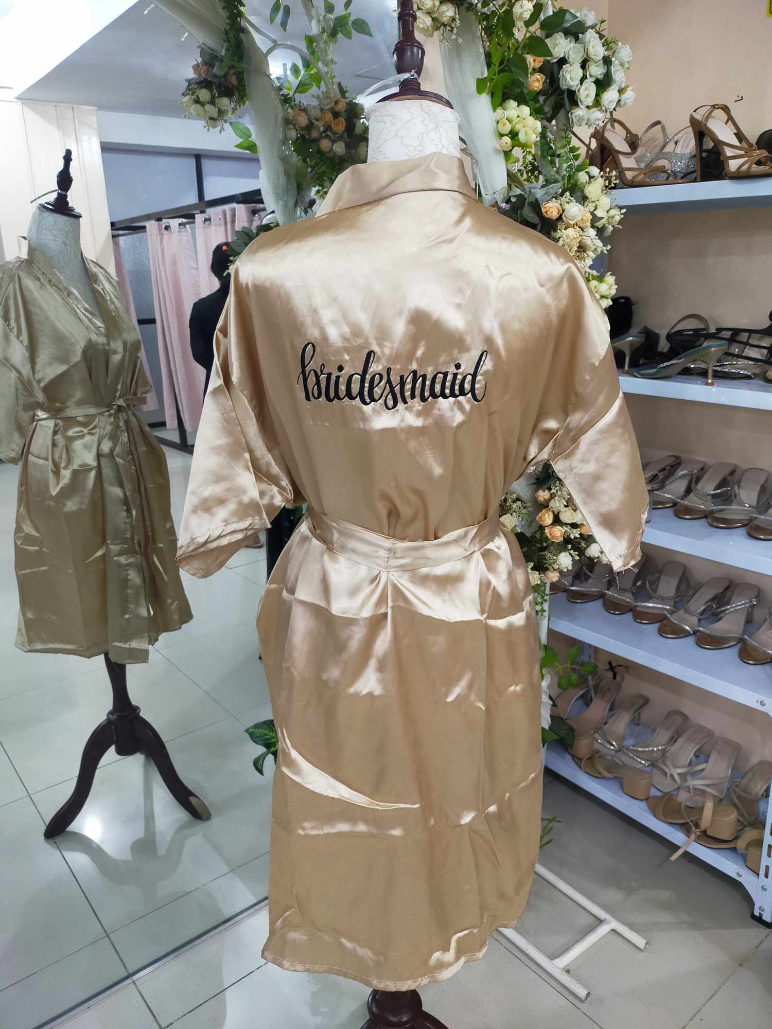 Nude Gold Satin Robe-Bridesmdaids