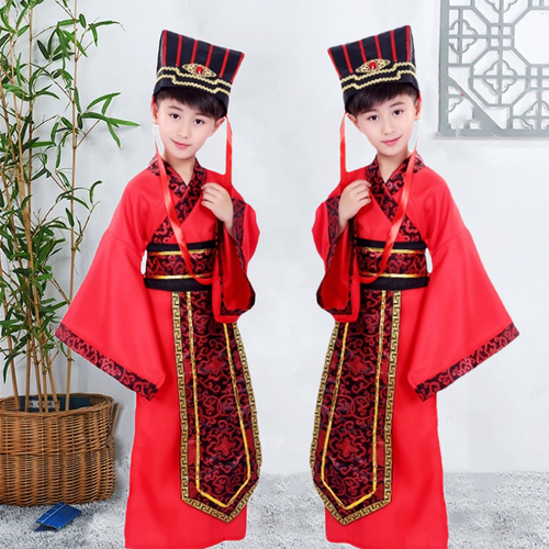 UNO Red Hanfu Chinese Costume For Boys And Girls