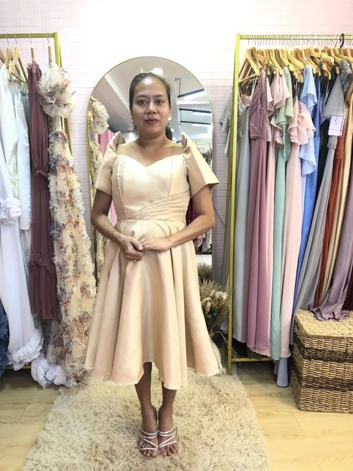 Nude Beige Filipiniana Cocktail Dress