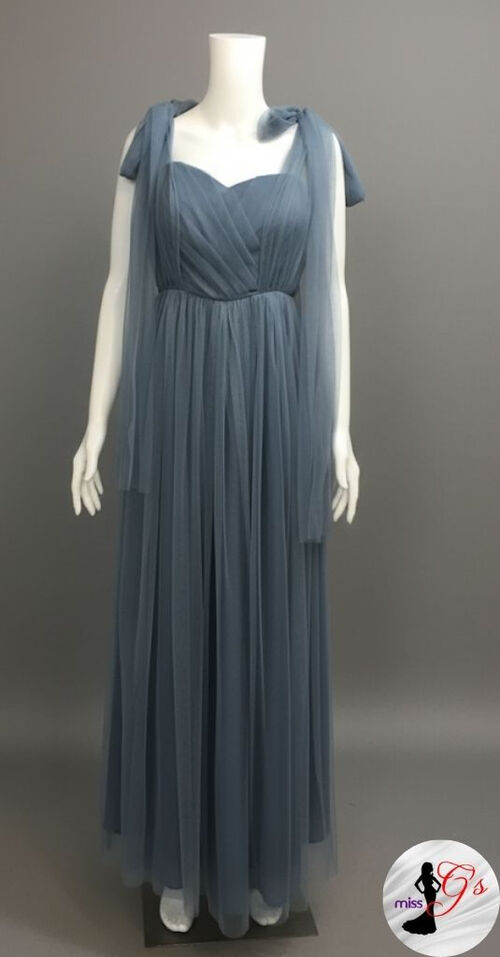 Light Dusty Blue Tulle Bridesmaid Dress #9