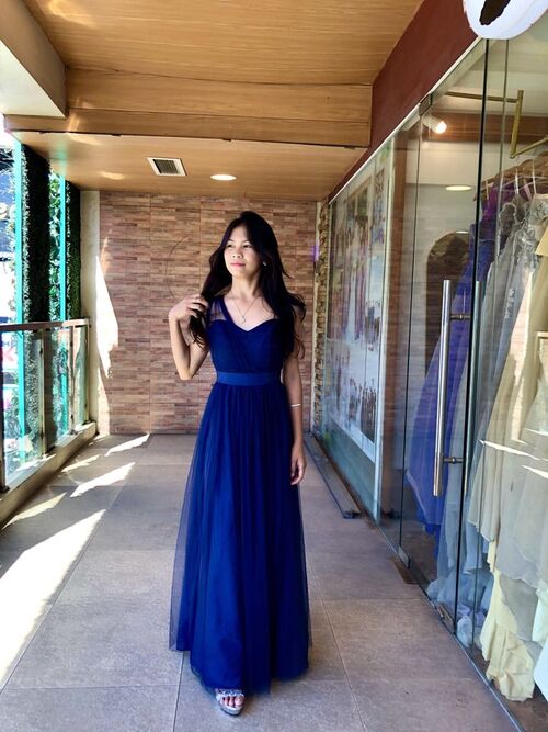 Navy Blue Tulle Bridesmaid Gown ( #7 )