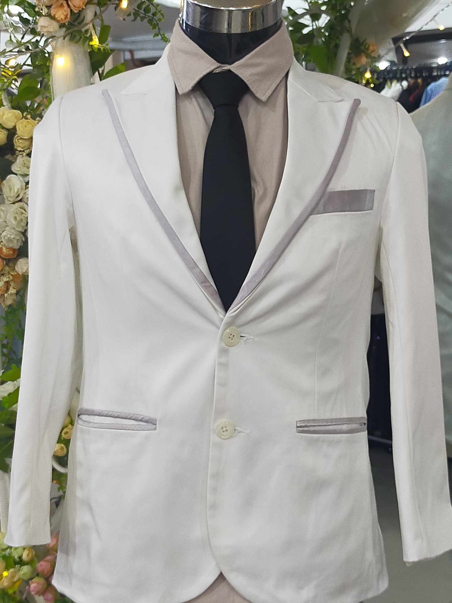 Off-White Gray line Pocket - E Tuxedo Suit Set