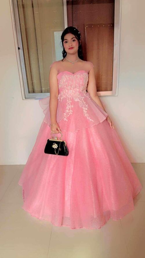 Pink Pomelo Tube Glittery Ball Gown