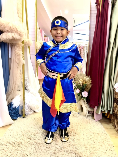 UNO Blue Mongolian Tibetan Costume For Boys