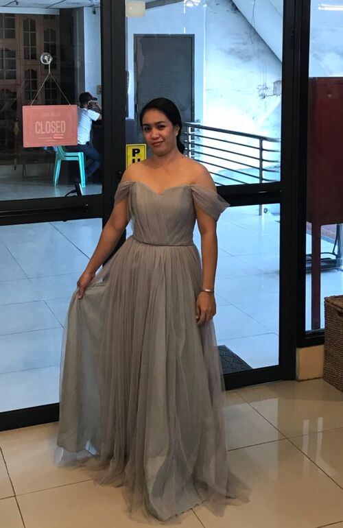 Gray Tulle Bridesmaid Gown (#11)