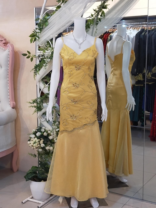 Yellow Spag Mermaid Gown