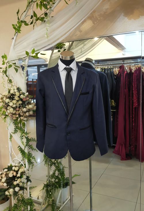 Navy Blue Black or Blue Line Collar - E Tuxedo Suit Set