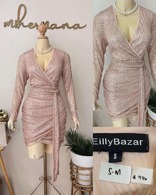 Eilly Bazar Long sleeves Rosegold Cocktail Dress