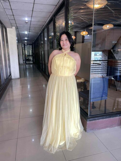 Pastel Yellow Tulle Bridesmaid Dress (#4)