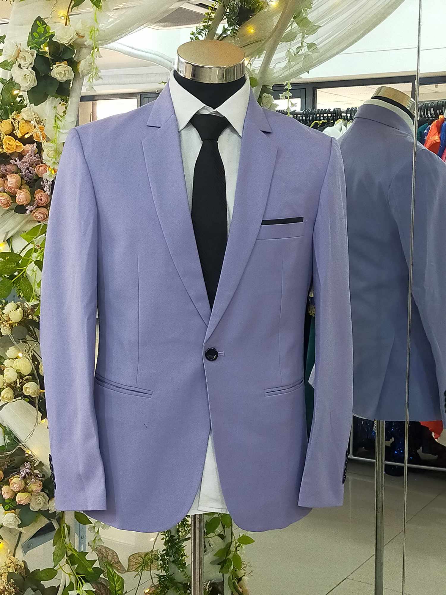 Purple Lavender Black Line Pocket Men Suit Tuxedo