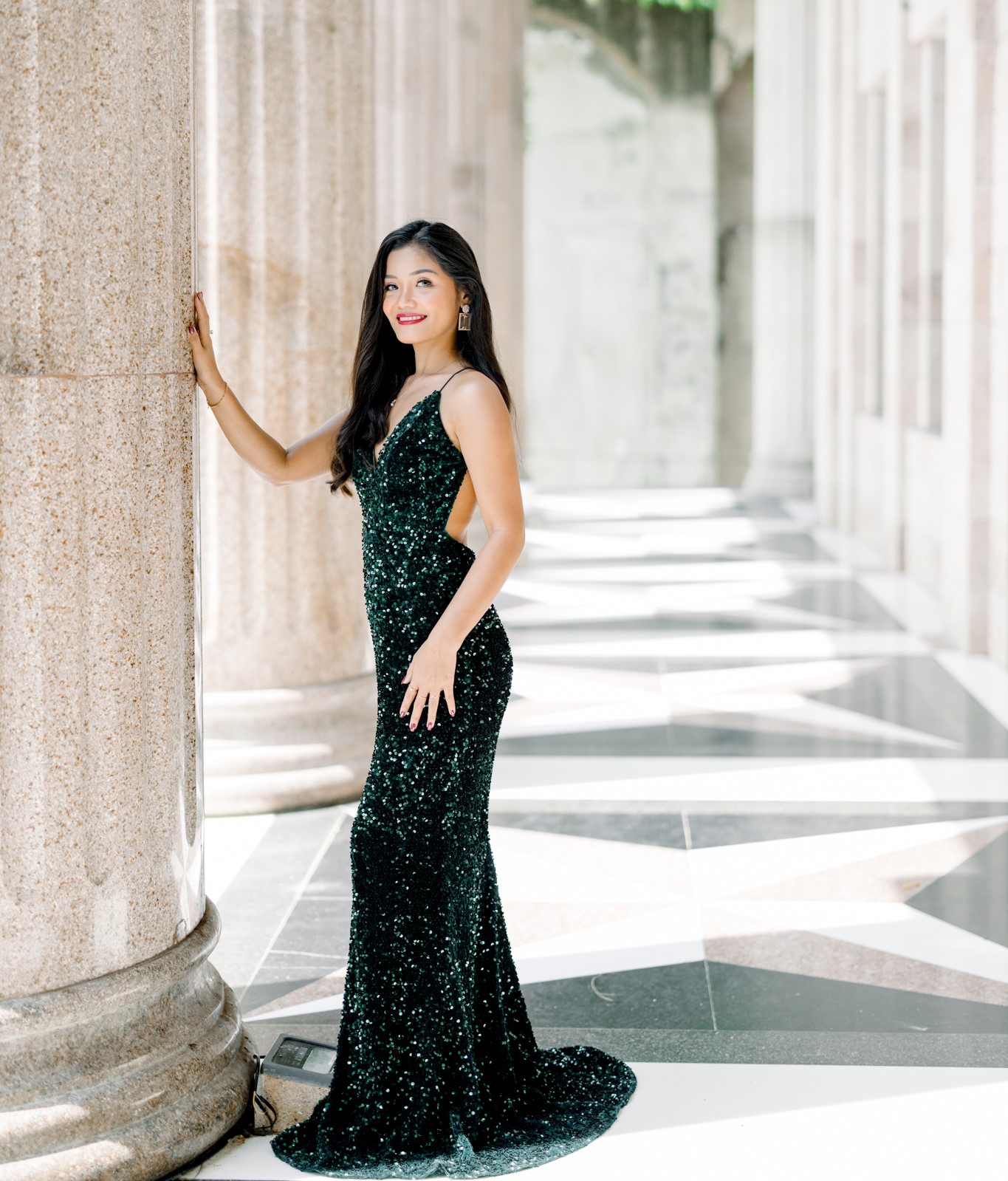 Dark Green Full Sequins Glittery Bodycon Gown