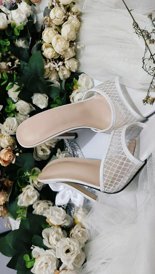 White Transparent Fishnet Heels