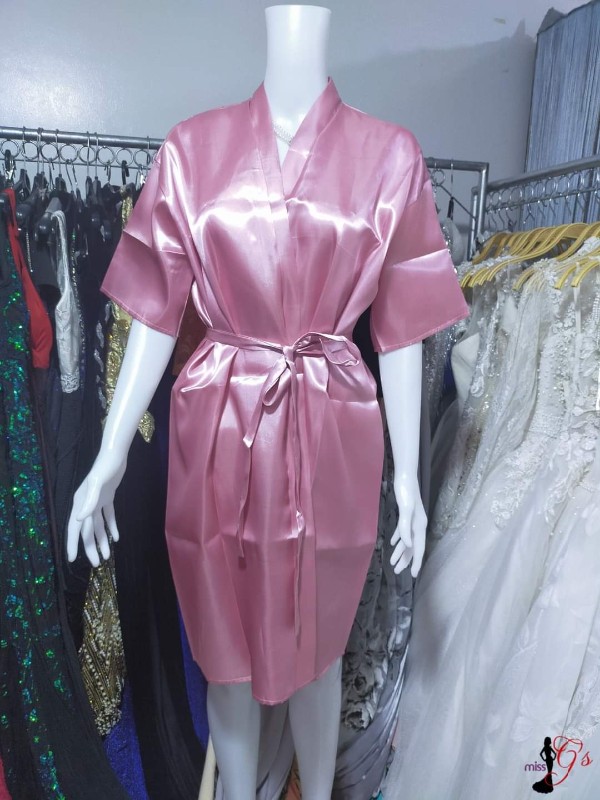 Light Old Rose Satin Robe- Plain