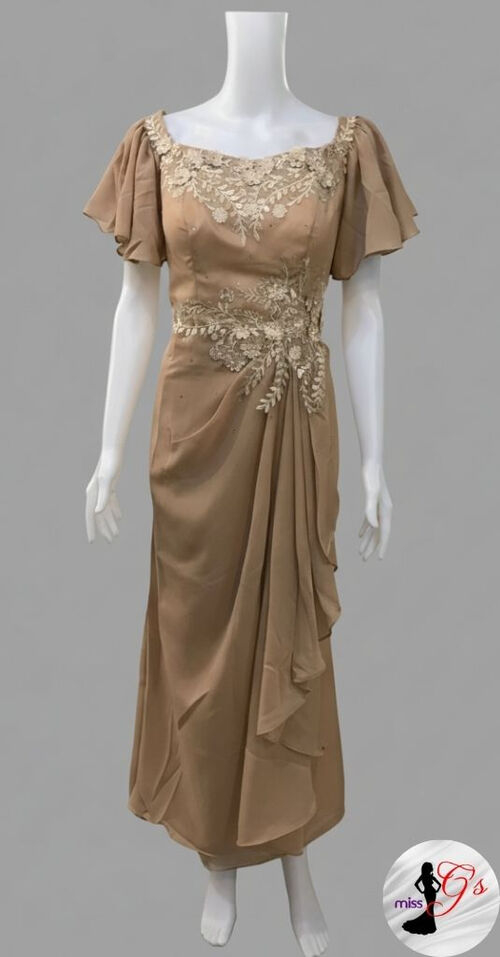 Mocha Off Shoulder Mother Dress