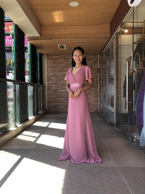 Old Rose Chiffon Bridesmaid Gown