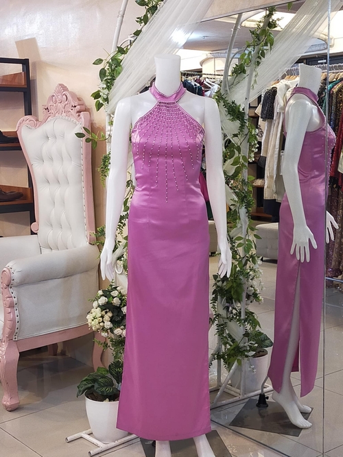 Purple Lavender Neck Long Gown