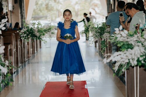 Royal Blue Flower Girl Tulle Kids Dress