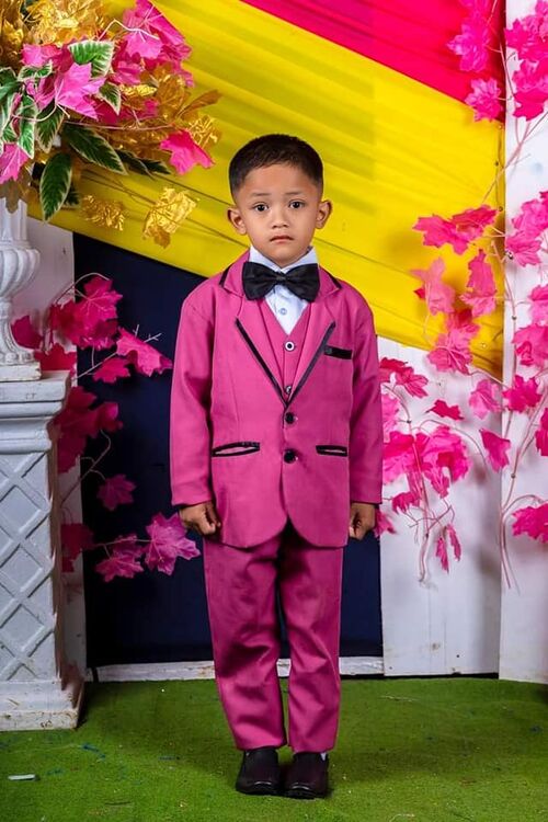 Pink Kids Tuxedo Suit Set