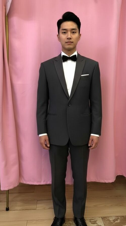 Adam Gray Suit w/ white Ribbon