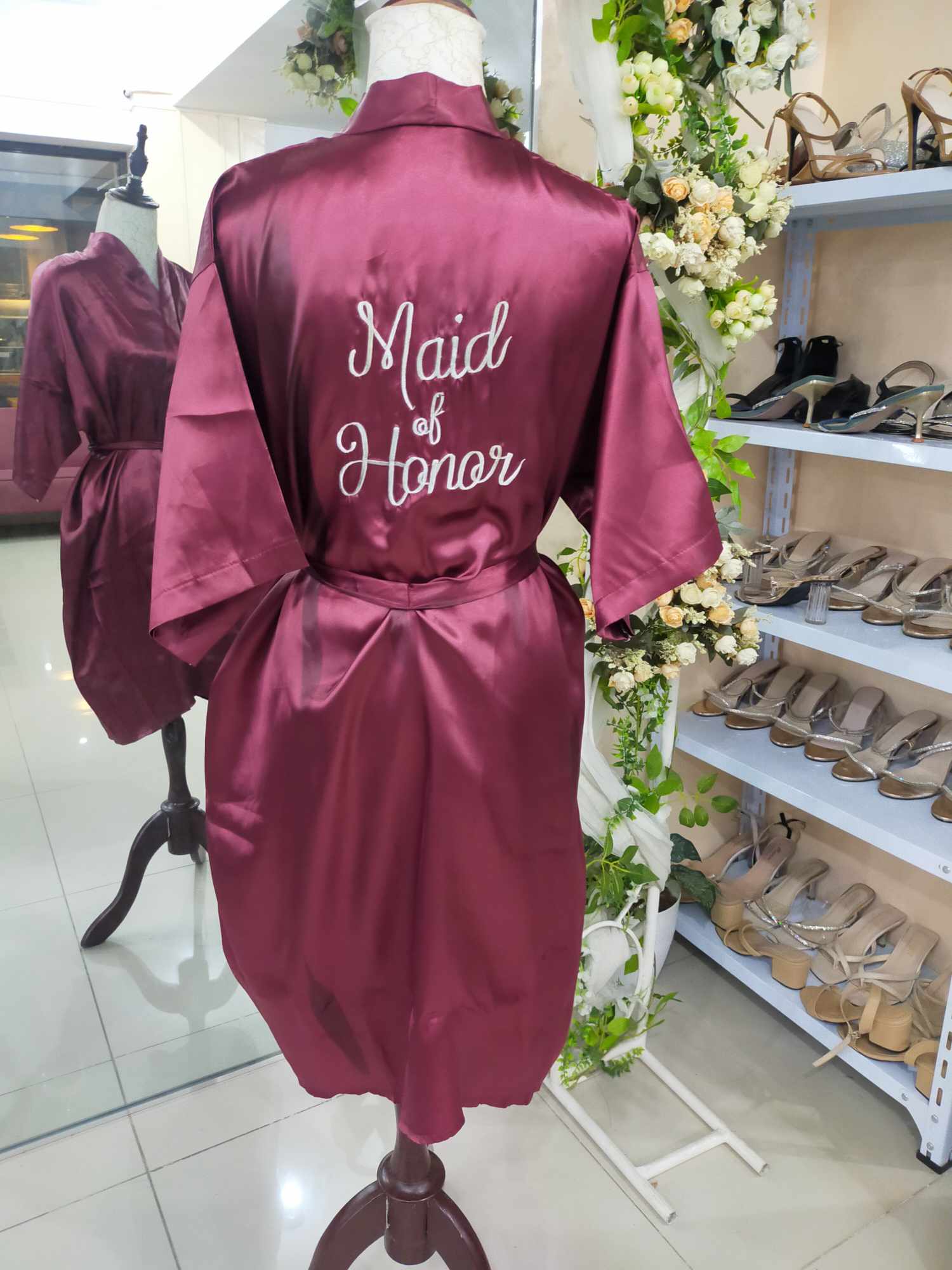 Burgundy Satin Robe-MOH