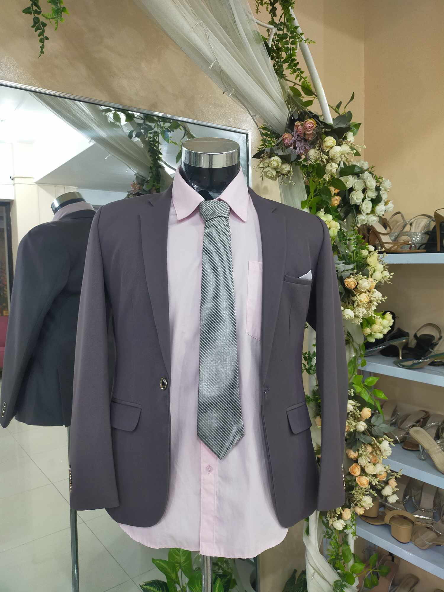 Gucci Dimgray With White Ribbon-1B Suit Tuxedo Set