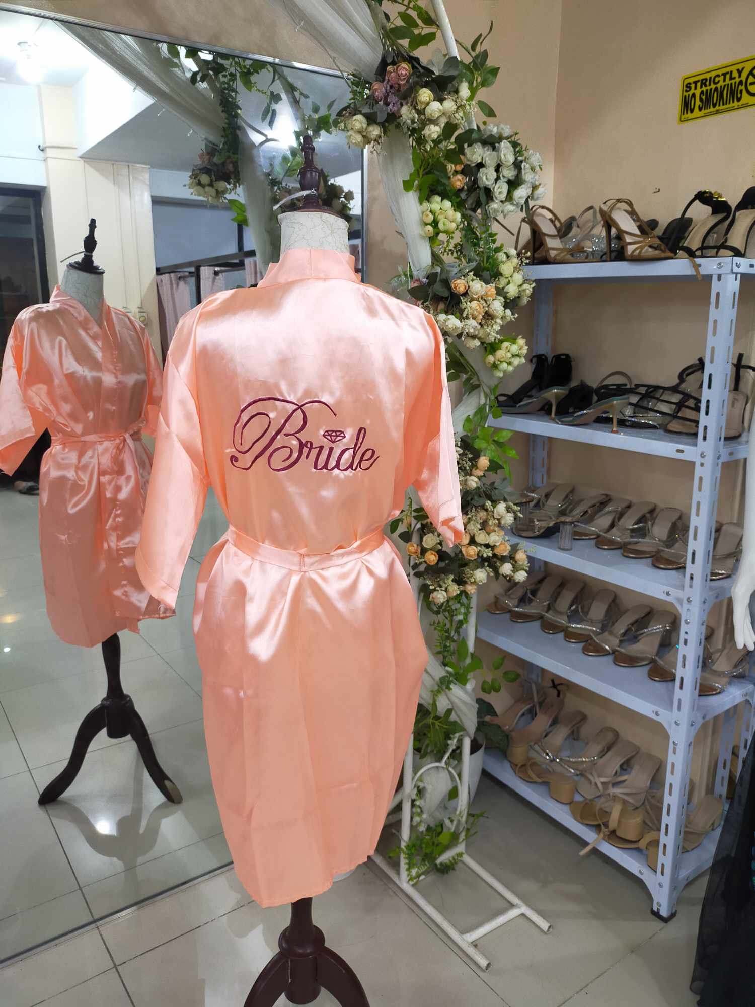 Peach Satin Robe - Bride