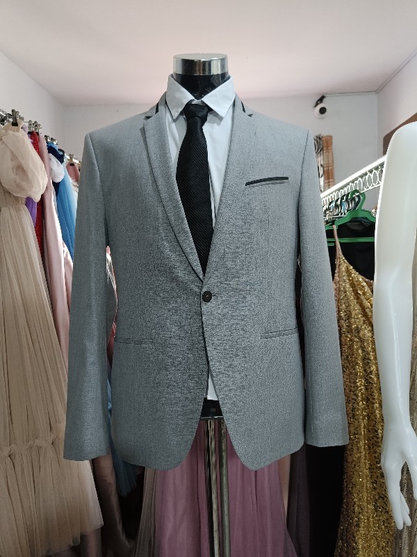 Plus Size Gray Gradient Black Line US - E Tuxedo Suit Set