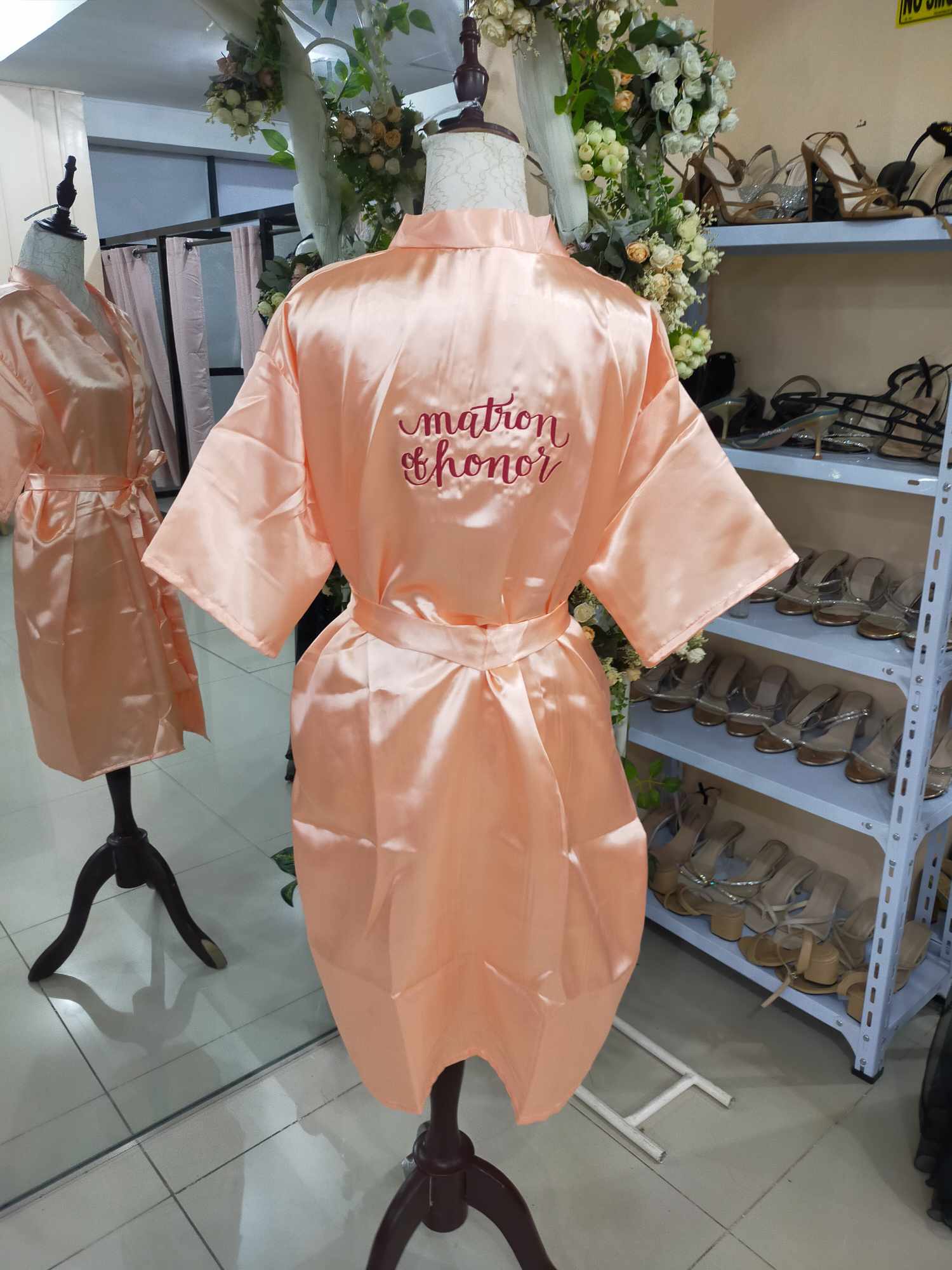 Peach Satin Robe-Matron Of Honor