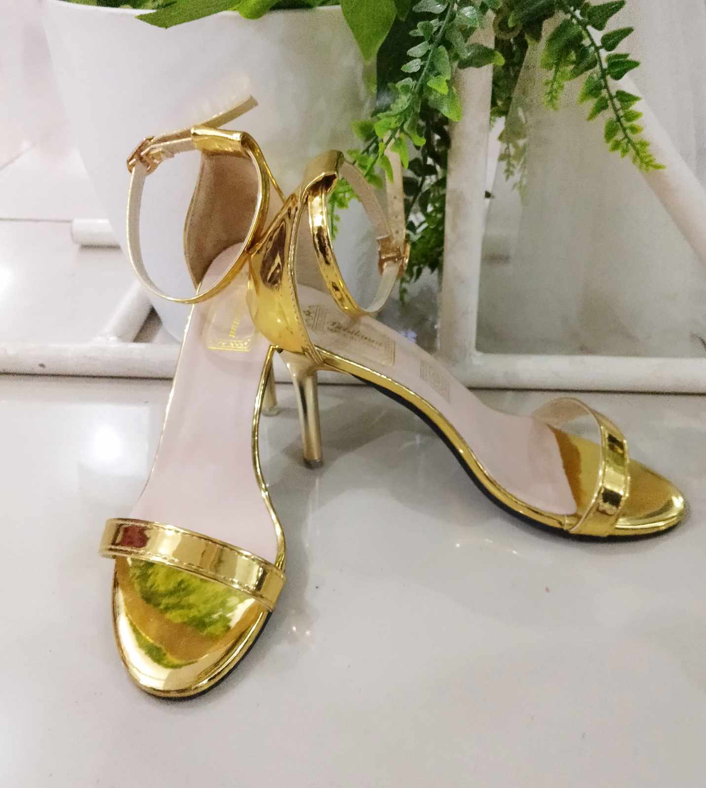 Gold Ankle Strap Heels