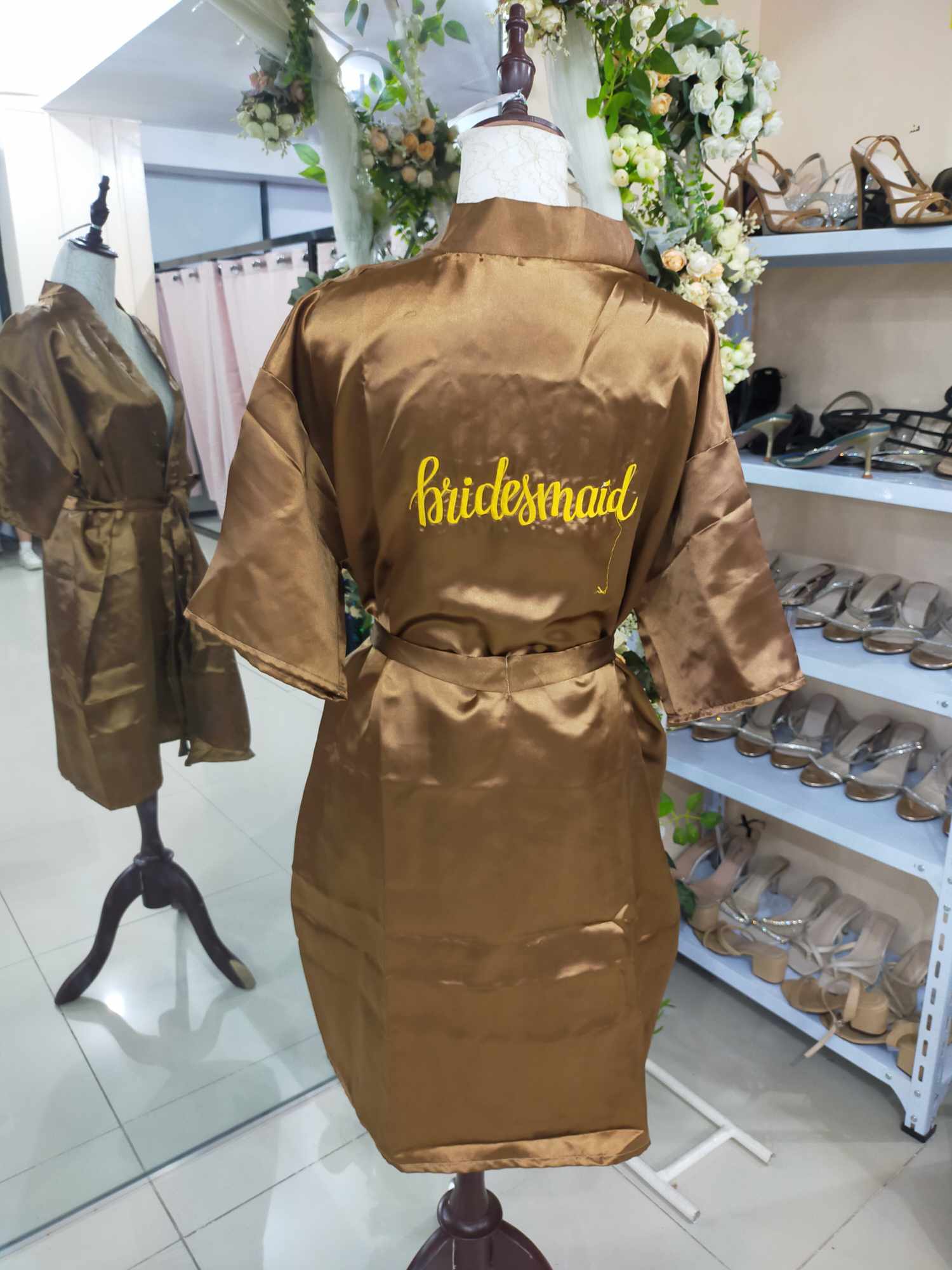 Chocolate Brown Satin Robe - Bridesmaid