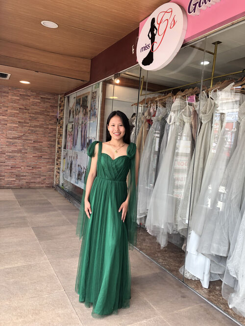 Emerald Green Tulle Bridesmaid Gown ( #9 )