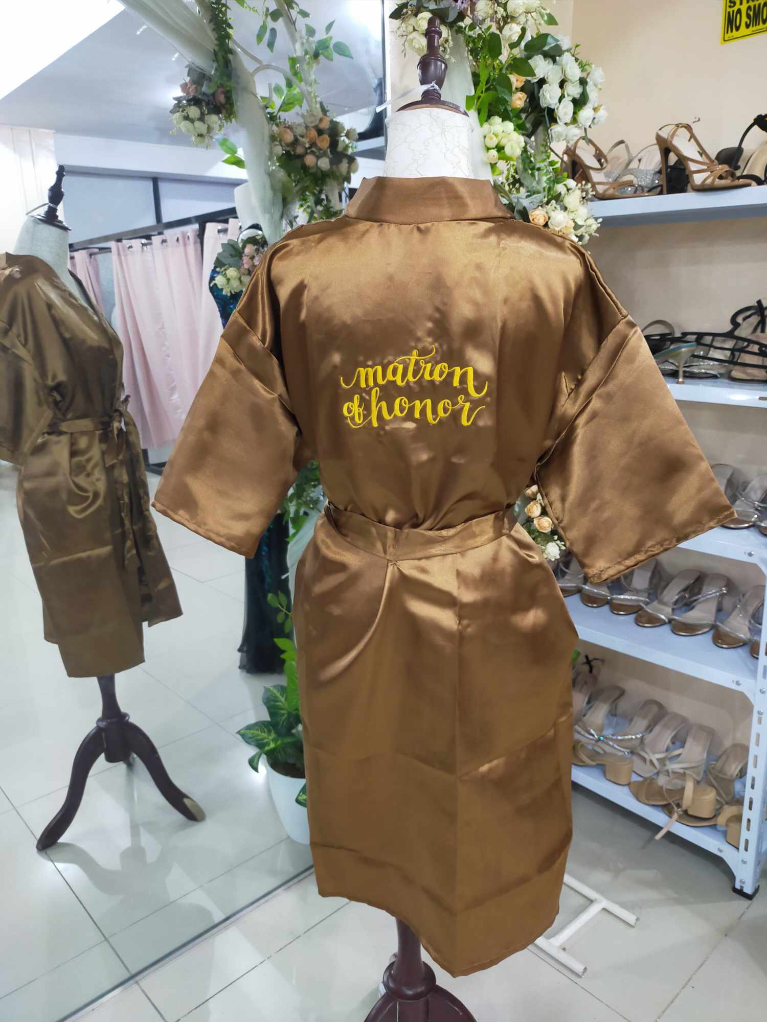 Chocolate Brown Satin Robe - Matron Of Honor